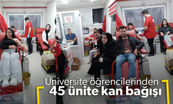 Üniversite öğrencilerinden 45 ünite kan bağışı