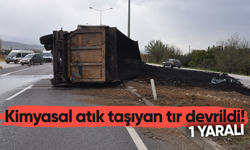 Kimyasal atık taşıyan tır devrildi!