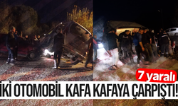 İki otomobil kafa kafaya çarpıştı! 7 yaralı