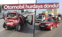 Manisa'da feci kaza! Otomobil hurdaya döndü