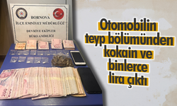 Otomobilin teyp bölümünden kokain ve binlerce lira çıktı