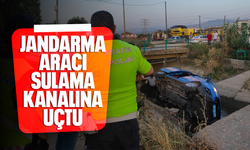 Jandarma aracı sulama kanalına uçtu