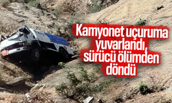 Kamyonet 200 metrelik uçuruma yuvarlandı, sürücü ölümden döndü