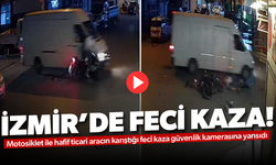 Motosiklet ile hafif ticari aracın çarpıştığı feci kaza kamerada