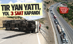 Tır yan yattı, yol 3 saat kapandı!