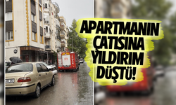 Apartmanın çatısına yıldırım düştü!