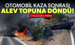 Kaza yapan otomobil alev topuna döndü!