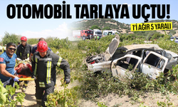 Otomobil tarlaya uçtu... 1’i ağır 5 kişi yaralı