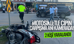 Motosikletle cipin çarpışma anı kamerada... 2 kişi yaralandı