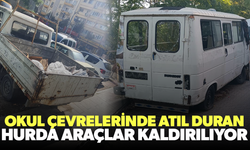 Okul çevrelerinde atıl duran hurda araçlar kaldırılıyor