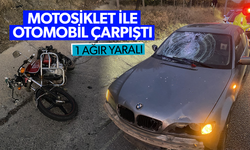 Motosiklet ile otomobil çarpıştı... 1 ağır yaralı