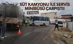 Süt kamyonu ile servis minibüsü çarpıştı! 9 yaralı