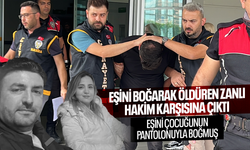 Eşini çocuğunun pantolonuyla boğmuş