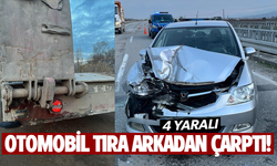 Otomobil tıra arkadan çarptı... 4 yaralı