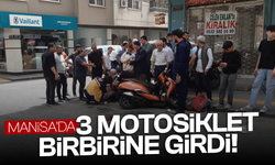 Manisa'da 3 motosiklet kafa kaya çarpıştı! 2 yaralı