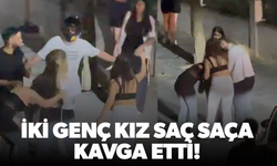 İki genç kızın saç saça kavgası kamerada