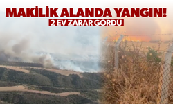 Turgutlu'da makilik alanda yangın! 2 ev zarar gördü