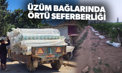 Üzüm bağları doğal afetlere karşı beyaz örtüyle korunuyor