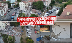 Depremin vurduğu Sındırgı havadan görüntülendi