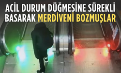 Şehir magandaları kamerada: Yürüyen merdiveni durdurup kaçtılar