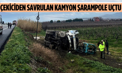 Çekiciden savrulan kamyon şarampole uçtu