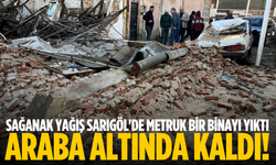 Sağanak yağış Sarıgöl'de metruk bir binayı yıktı