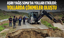 Soma’da yağış yolları etkiledi