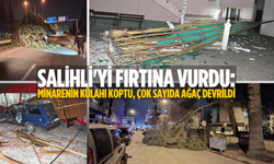 Salihli'yi fırtına vurdu: Minarenin külahı koptu, çok sayıda ağaç devrildi