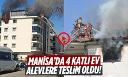 Salihli'de 4 katlı bina alevlere teslim oldu