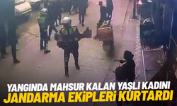 Yangında mahsur kalan yaşlı kadını jandarma ekipleri kurtardı