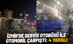 İzmir'de servis otobüsü ile otomobil çarpıştı: 4 yaralı