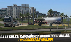 Saat Kulesi Kavşağı'nda korku dolu anlar: TIR dorsesi savruldu