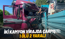 İki kamyon virajda çarpıştı: 1 ölü 2 yaralı