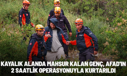 Kayalık alanda mahsur kalan genç, AFAD'ın 2 saatlik operasyonuyla kurtarıldı