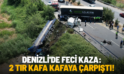 Denizli'de feci kaza: 2 tır kafa kafaya çarpıştı!