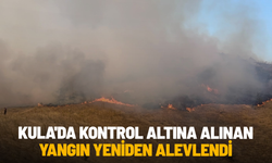 Kula'da kontrol altına alınan yangın yeniden alevlendi