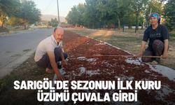 Sarıgöl'de sezonun ilk kuru üzümü çuvala girdi