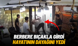 Berbere bıçakla girdi, hayatının dayağını yedi