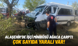 Alaşehir'de işçi minibüsü ağaca çarptı: 14 yaralı
