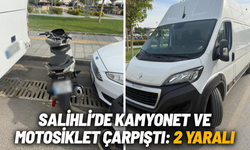 Salihli’de kamyonet ve motosiklet çarpıştı: 2 yaralı