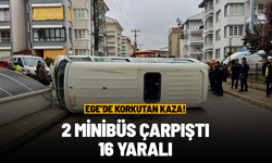 Minibüslerin çarpıştığı kazada 16 kişi yaralandı