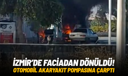 Otomobil akaryakıt pompasına çarptı: Faciadan dönüldü