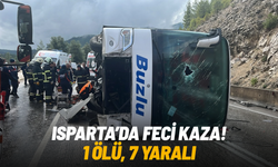 Isparta-Antalya kara yolunda yolcu otobüsü devrildi: 1 ölü, 7 yaralı