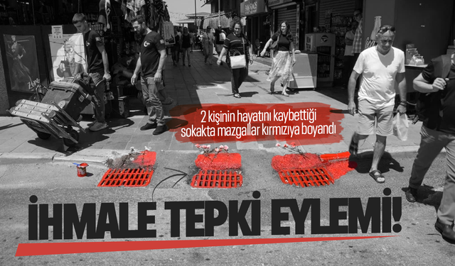 İzmir'de 2 kişinin hayatını kaybettiği sokakta mazgallar kırmızıya boyandı