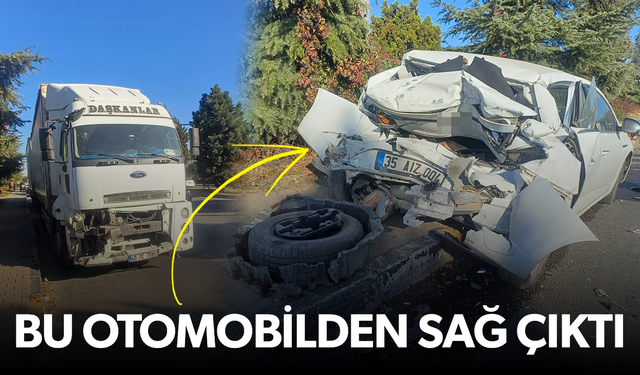 Hurdaya dönen otomobilden sağ çıktı