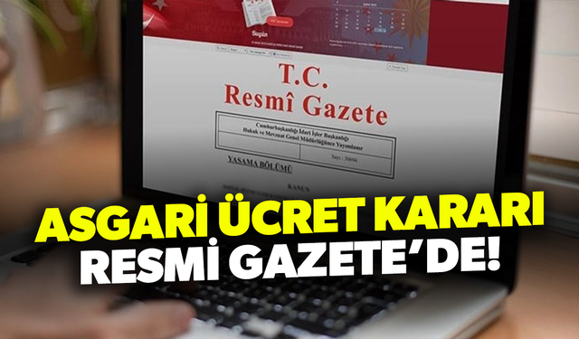 Asgari ücret kararı Resmi Gazete'de!