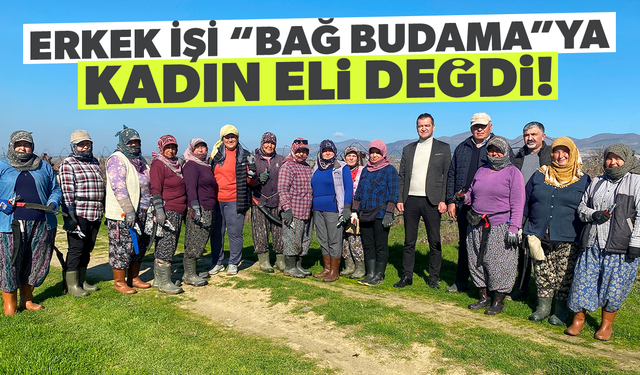 Erkeklerin işi olarak bilinen bağ budama işine kadın eli değdi