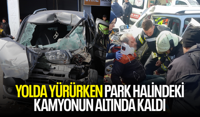 Yolda yürürken park halindeki kamyonun altında kaldı