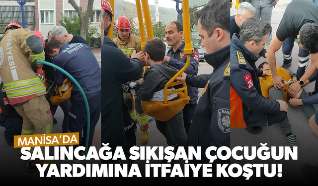 Salıncağa sıkışan çocuğun yardımına itfaiye koştu!