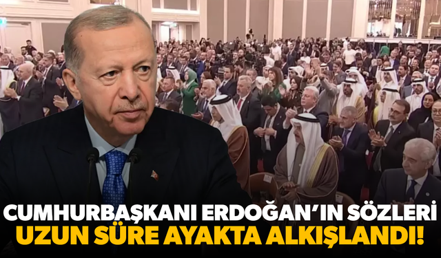 Cumhurbaşkanı Erdoğan'ın sözleri salonu ayağa kaldırdı! Filistin Filistin halkınındır